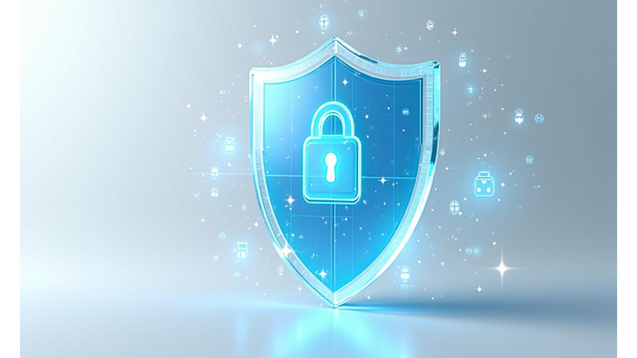 Illustration d'un bouclier de protection des données avec des cadenas et des icônes de confidentialité.